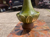 Vintage 60s Lamp, retro teak and rich green ceramic. - Marlborough Antiques